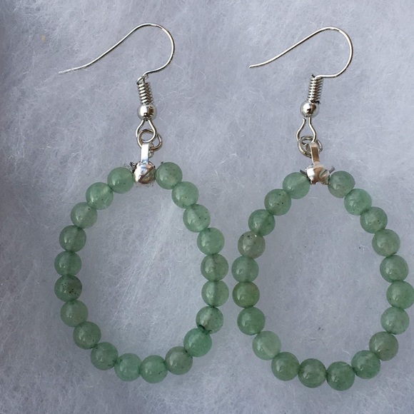 Green Aventurine Hoop Earrings - Picture 7 of 8